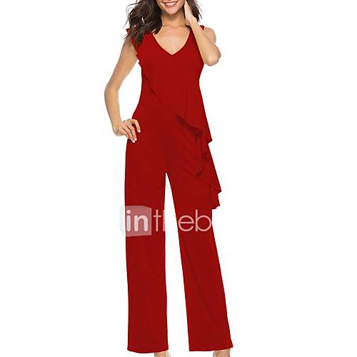 Dames Ruche Kentucky Derby Dagelijks V Hals Zwart Rood Geel Jumpsuit Effen L Xl Xxl Mouwloos Sexy huismerk kopen in de aanbieding Dames Ruche Kentucky Derby Dagelijks V Hals Zwart Rood Geel Jumpsuit Effen L Xl Xxl Mouwloos Sexy huismerk kopen in de aanbieding
