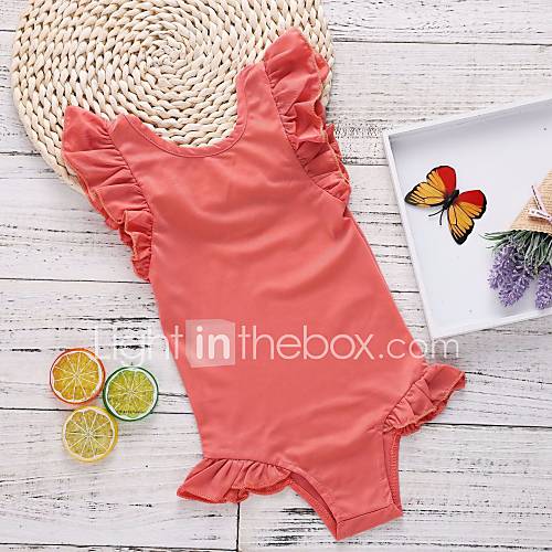 Kinderen Meisjes Standaard Sport Effen Blote Rug Mouwloos Katoen Badmode Oranje huismerk kopen in de aanbieding