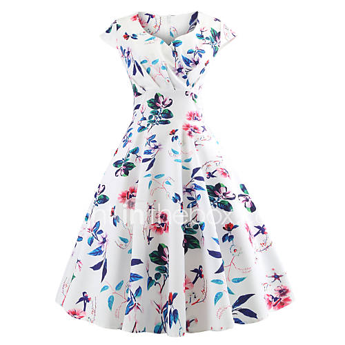 Dames Uitgaan Vintage Katoen Slank Wijd Uitlopend Jurk Bloemen Print Sweetheart Tot De Knie huismerk kopen in de aanbieding Dames Uitgaan Vintage Katoen Slank Wijd Uitlopend Jurk Bloemen Print Sweetheart Tot De Knie huismerk kopen in de aanbieding