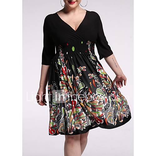 Dames Standaard Slank Schede Jurk V Hals Tot De Knie huismerk kopen in de aanbieding