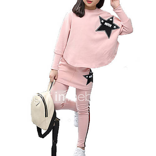 Kinderen Meisjes Standaard Effen Lange Mouw Polyester Kledingset Blozend Roze huismerk kopen in de aanbieding