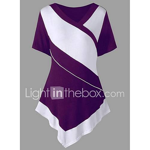 Dames T Shirt Uitgaan Kleurenblok V Hals Zwart Xxxl huismerk kopen in de aanbieding