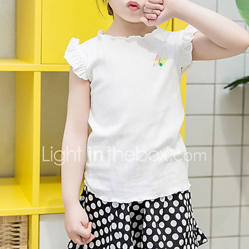 Kinderen Meisjes Actief Effen Mouwloos Katoen Polyester T Shirt Wit huismerk kopen in de aanbieding