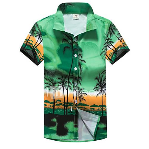 Heren Standaard Print Overhemd Geometrisch Blauw Xxxl Korte Mouw Zomer huismerk kopen in de aanbieding