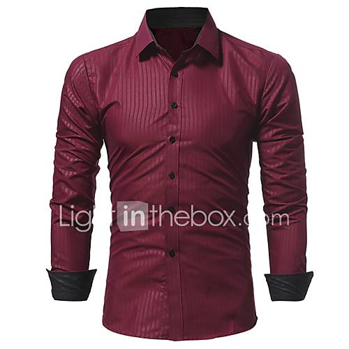 Heren Zakelijk Standaard Print Overhemd Werk Gestreept Zwart Xl Lange Mouw huismerk kopen in de aanbieding