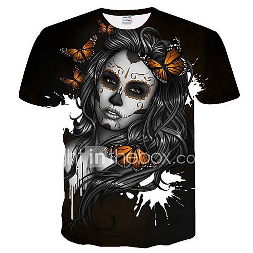 Heren Netstof Grote Maten T Shirt Portret Ronde Hals Zwart Xxl Korte Mouw Zomer huismerk kopen in de aanbieding