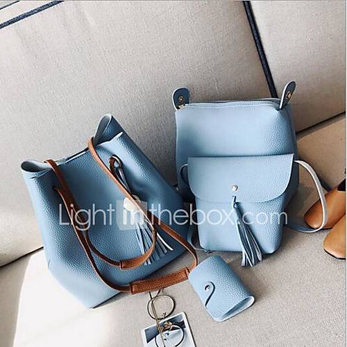 Dames Tassen Pu Zak Set 4 Stuks Purse Rits Bruin Donker Grijs Hemelsblauw huismerk kopen in de aanbieding