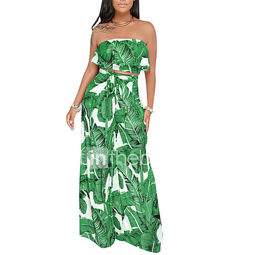 Dames Uitgaan Boho Street Chic Strapless Slank Kort Set Pantalon Ruche Print Bloemen Lente Zomer Sexy huismerk kopen in de aanbieding Dames Uitgaan Boho Street Chic Strapless Slank Kort Set Pantalon Ruche Print Bloemen Lente Zomer Sexy huismerk kopen in de aanbieding