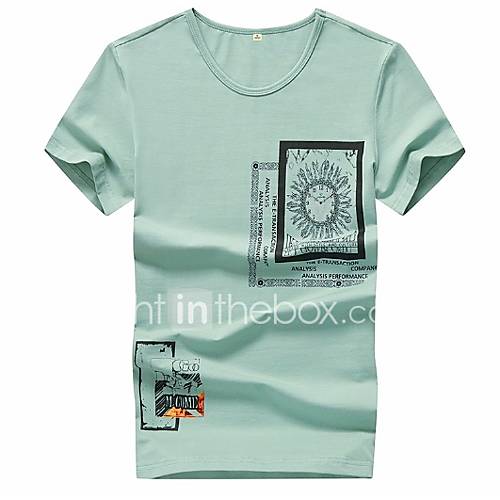 Heren Grote Maten T Shirt Katoen Geometrisch Ronde Hals Zwart Xxl Korte Mouw huismerk kopen in de aanbieding