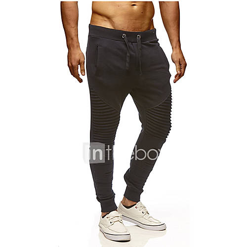 Heren Standaard Street Chic Grote Maten Katoen Joggingbroeken Broek Effen Zwart Sport huismerk kopen in de aanbieding