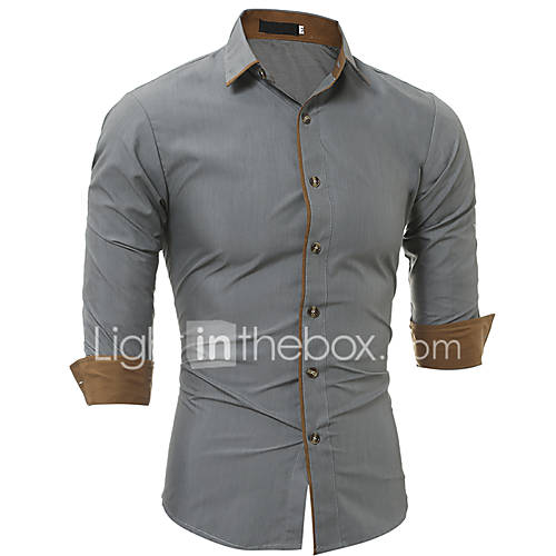 Heren Zakelijk Overhemd Katoen Werk Effen Slank Wit Xl Lange Mouw huismerk kopen in de aanbieding