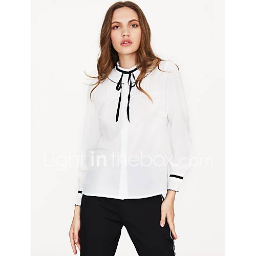 Dames Blouse Werk Effen Opstaand Wit L Lente Herfst Inrijgen huismerk kopen in de aanbieding