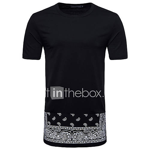 Heren Actief Standaard T Shirt Katoen Kleurenblok Ronde Hals Slank Wit L Korte Mouw huismerk kopen in de aanbieding