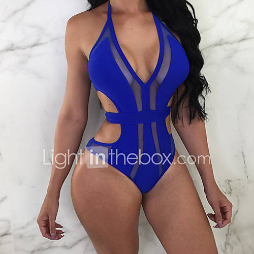 Dames Standaard Stomp Hals Blauw Zwart Hoge Taille Eendelig Zwemkleding Effen M L Xl Sexy huismerk kopen in de aanbieding Dames Standaard Stomp Hals Blauw Zwart Hoge Taille Eendelig Zwemkleding Effen M L Xl Sexy huismerk kopen in de aanbieding