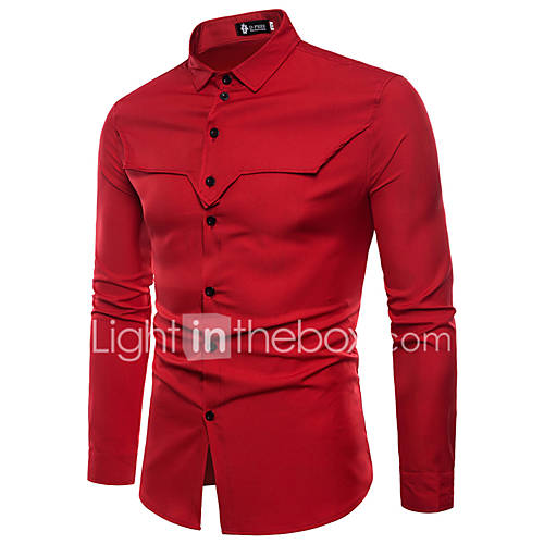 Heren Zakelijk Standaard Overhemd Katoen Werk Effen Slank Zwart L Lange Mouw huismerk kopen in de aanbieding