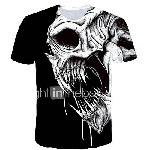 Heren Actief Grote Maten T Shirt Doodskoppen Ronde Hals Zwart Xxxl Korte Mouw huismerk kopen in de aanbieding