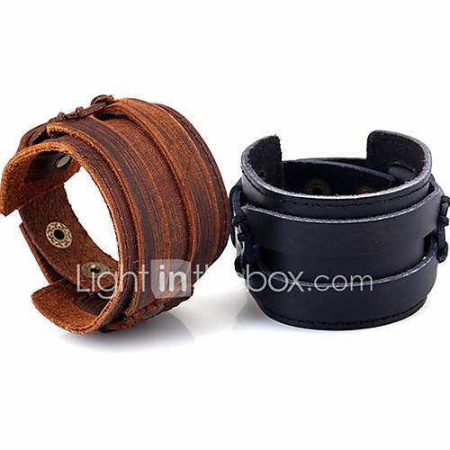 Heren Retro Stijlvol Lederen Armbanden Wide Bangle Leder Creatief Uniek Ontwerp Vintage Sieraden Zwart Bruin Voor Straat Uitgaan huismerk kopen in de aanbieding Heren Retro Stijlvol Lederen Armbanden Wide Bangle Leder Creatief Uniek Ontwerp Vintage Sieraden Zwart Bruin Voor Straat Uitgaan huismerk kopen in de aanbieding