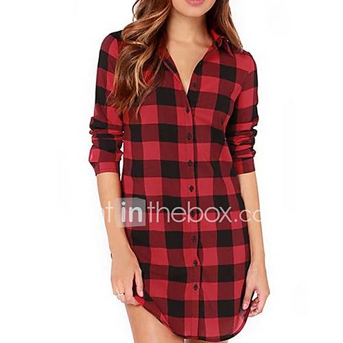 Dames Standaard Overhemd Ruitjes Overhemdkraag Zwart huismerk kopen in de aanbieding