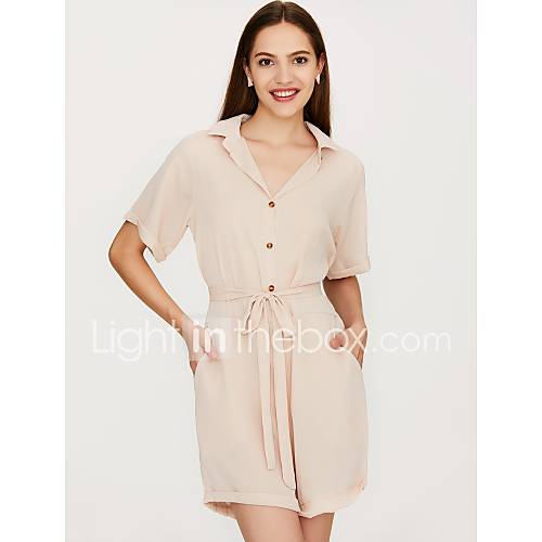 Dames Feest Feestdagen Diepe V Hals Wit Blozend Roze Beige Babypakje Effen M L Xl Katoen Halve Mouw Zomer huismerk kopen in de aanbieding