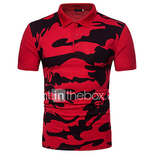 Heren Standaard Polo Katoen Camouflage Slank Zwart L Korte Mouw huismerk kopen in de aanbieding