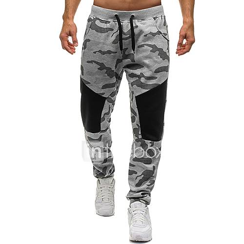 Heren Standaard Katoen Ruimvallend Joggingbroeken Broek Kleurenblok Camouflage Zwart huismerk kopen in de aanbieding