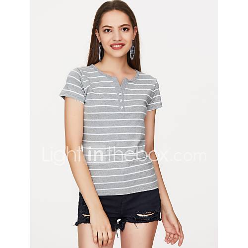 Dames Standaard Print T Shirt Katoen Feestdagen Gestreept V Hals Grijs Xxxl Zomer Fine Stripe huismerk kopen in de aanbieding Dames Standaard Print T Shirt Katoen Feestdagen Gestreept V Hals Grijs Xxxl Zomer Fine Stripe huismerk kopen in de aanbieding