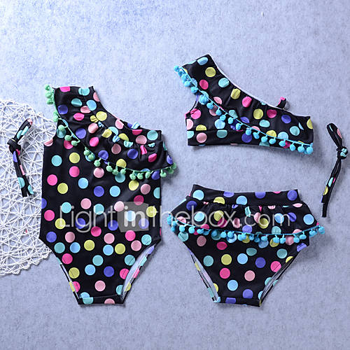 Peuter Meisjes Strand Polka Dot Print Mouwloos Polyester Badmode Blauw huismerk kopen in de aanbieding