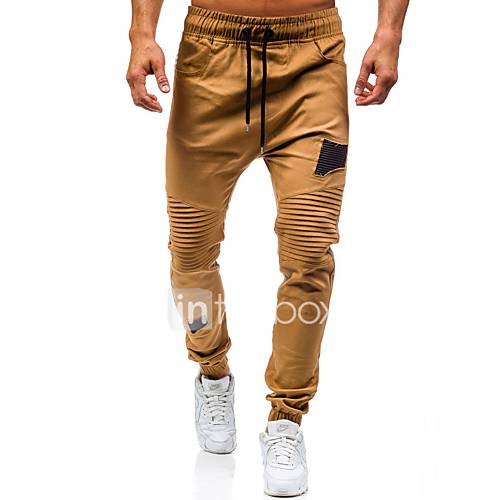 Heren Standaard Street Chic Katoen Slank Joggingbroeken Broek Effen Camouflage Gat Rood Herfst Winter Weekend huismerk kopen in de aanbieding