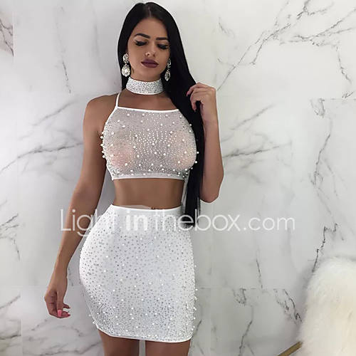 Dames Feestdagen Uitgaan Standaard Bandje Slank Kort Set Hoge Taille Rok Blote Rug Effen Zomer Sexy huismerk kopen in de aanbieding Dames Feestdagen Uitgaan Standaard Bandje Slank Kort Set Hoge Taille Rok Blote Rug Effen Zomer Sexy huismerk kopen in de aanbieding