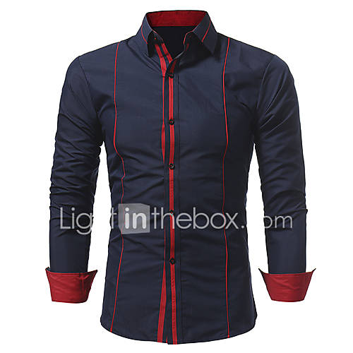 Heren Zakelijk Overhemd Katoen Werk Effen Slank Zwart Xl Lange Mouw huismerk kopen in de aanbieding