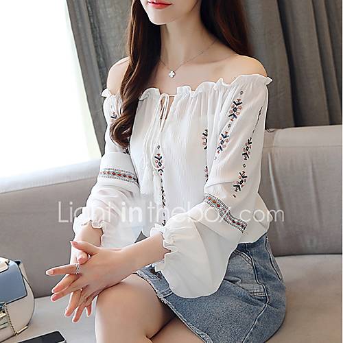 Dames Blouse Uitgaan Effen Wit huismerk kopen in de aanbieding Dames Blouse Uitgaan Effen Wit huismerk kopen in de aanbieding