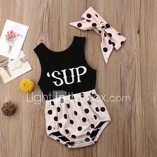 Baby Meisjes Actief Dagelijks Print Mouwloos Katoen Bodysuit Zwart huismerk kopen in de aanbieding