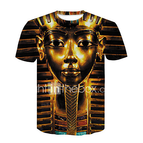 Heren Standaard Street Chic Print T Shirt Club Kleurenblok Tribal Ronde Hals Zwart Wit Goud Xxl Korte Mouw Zomer huismerk kopen in de aanbieding