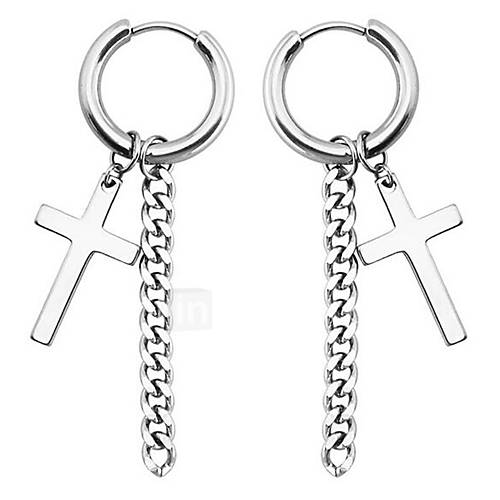 Heren Ring Oorbellen Titanium Staal Kruis Hangende Stijl Sieraden Zwart Zilver Voor Dagelijks 1 Paar huismerk kopen in de aanbieding Heren Ring Oorbellen Titanium Staal Kruis Hangende Stijl Sieraden Zwart Zilver Voor Dagelijks 1 Paar huismerk kopen in de aanbieding