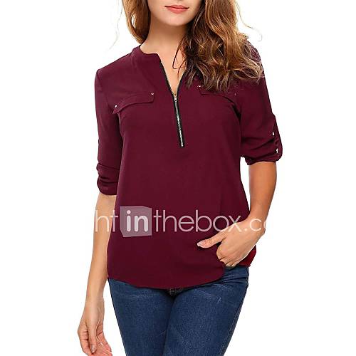 Dames T Shirt Effen V Hals Wijn Xxxl huismerk kopen in de aanbieding