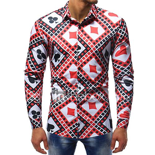 Heren Standaard Overhemd Katoen Werk Bloemen Kleurenblok Regenboog Xl Lange Mouw huismerk kopen in de aanbieding