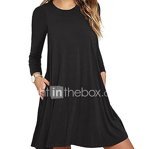 Dames Elegant Slank Tuniek Jurk Effen Tot De Knie huismerk kopen in de aanbieding