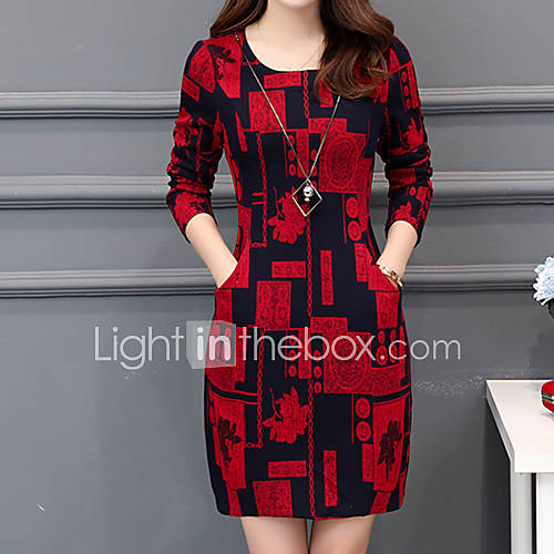 Dames Grote Maten Standaard Katoen Schede Jurk Geometrisch Mini huismerk kopen in de aanbieding