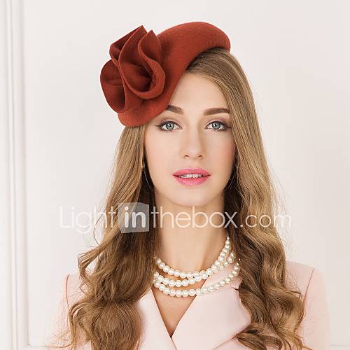 100 Wol Kentucky Derby Hat Hatut Met Bloemen 1Pc Causaal Alledaagse Kleding Helm huismerk kopen in de aanbieding