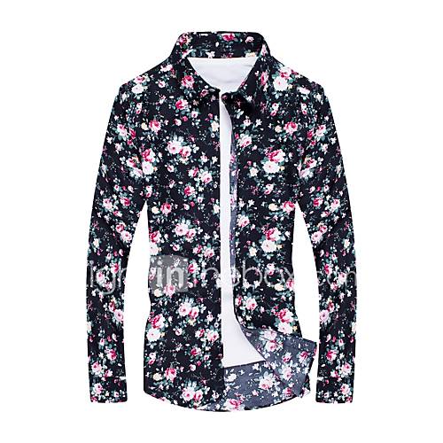 Heren Actief Print Grote Maten Overhemd Geometrisch Marineblauw Xxxxl Lange Mouw huismerk kopen in de aanbieding