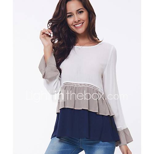 Dames Standaard Blouse Uitgaan Effen Slank Wit Xxl Zomer huismerk kopen in de aanbieding