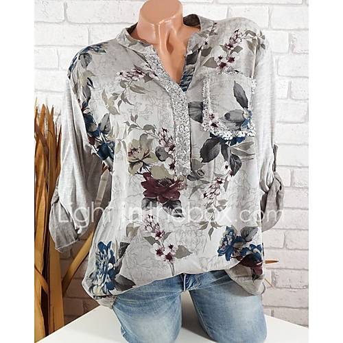 Dames Standaard Blouse Uitgaan Bloemen V Hals Blozend Roze Xxxl huismerk kopen in de aanbieding