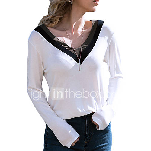 Dames Patchwork T Shirt Kleurenblok Wit huismerk kopen in de aanbieding