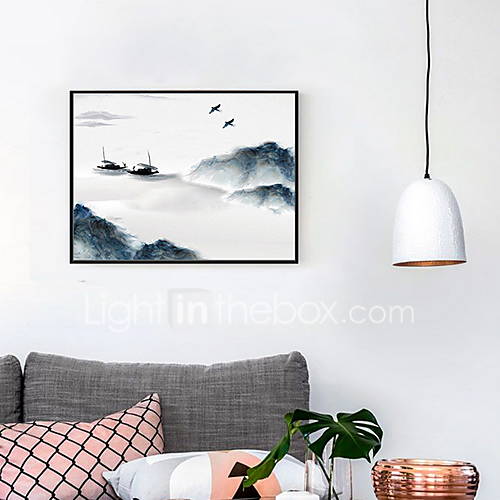 Ingelijst Olieverfschilderij Landschap Metaal Illustratie huismerk kopen in de aanbieding