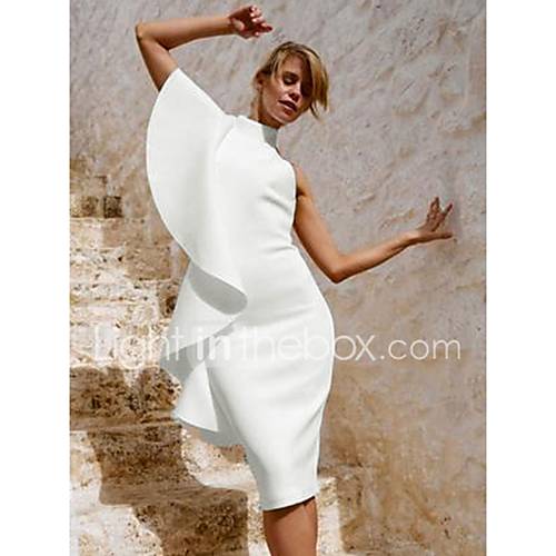 Dames Feest Verfijnd Elegant Slank Bodycon Jurk Effen Ruche Strakke Ronde Hals Tot De Knie Sexy huismerk kopen in de aanbieding Dames Feest Verfijnd Elegant Slank Bodycon Jurk Effen Ruche Strakke Ronde Hals Tot De Knie Sexy huismerk kopen in de aanbieding