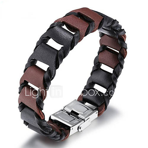 Heren Cut Out Wikkelarmbanden Lederen Armbanden Loom Bracelet Titanium Staal Stijlvol Punk Rock Sieraden Bruin Voor Straat huismerk kopen in de aanbieding Heren Cut Out Wikkelarmbanden Lederen Armbanden Loom Bracelet Titanium Staal Stijlvol Punk Rock Sieraden Bruin Voor Straat huismerk kopen in de aanbieding