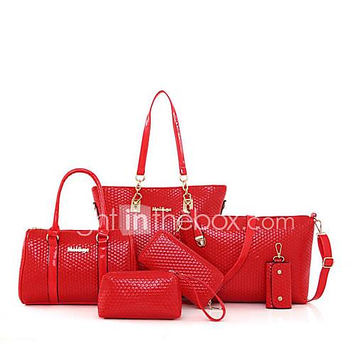 Dames Tassen Pu Zak Set 6 Stuks Purse Rits Rood Beige Paars huismerk kopen in de aanbieding