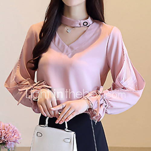 Dames Standaard Blouse Effen V Hals Slank Wit huismerk kopen in de aanbieding Dames Standaard Blouse Effen V Hals Slank Wit huismerk kopen in de aanbieding