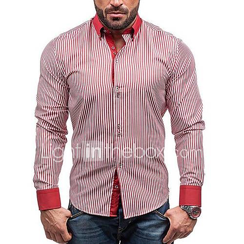 Heren Overhemd Gestreept Rood Xl Lange Mouw huismerk kopen in de aanbieding