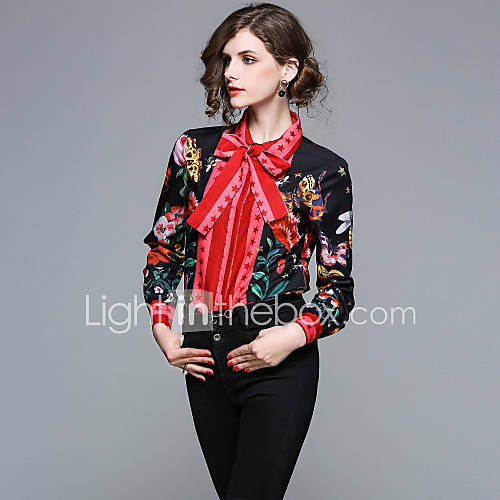 Dames Actief Street Chic Print Overhemd Uitgaan Bloemen Overhemdkraag Slank Zwart huismerk kopen in de aanbieding Dames Actief Street Chic Print Overhemd Uitgaan Bloemen Overhemdkraag Slank Zwart huismerk kopen in de aanbieding